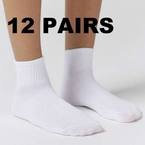 12 Pairs of White Ankle Socks - Unisex