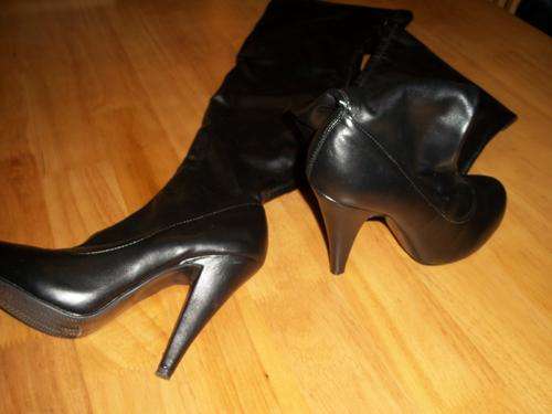 Sissy Boy Thigh High Black Boots : Size 8 *** FREE POSTAGE ***