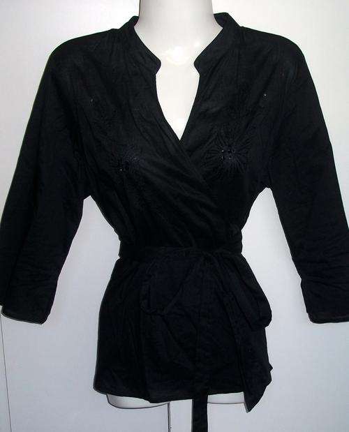 Black Cross-over Shirt from Woolworths, size 16 (100% Cotton)