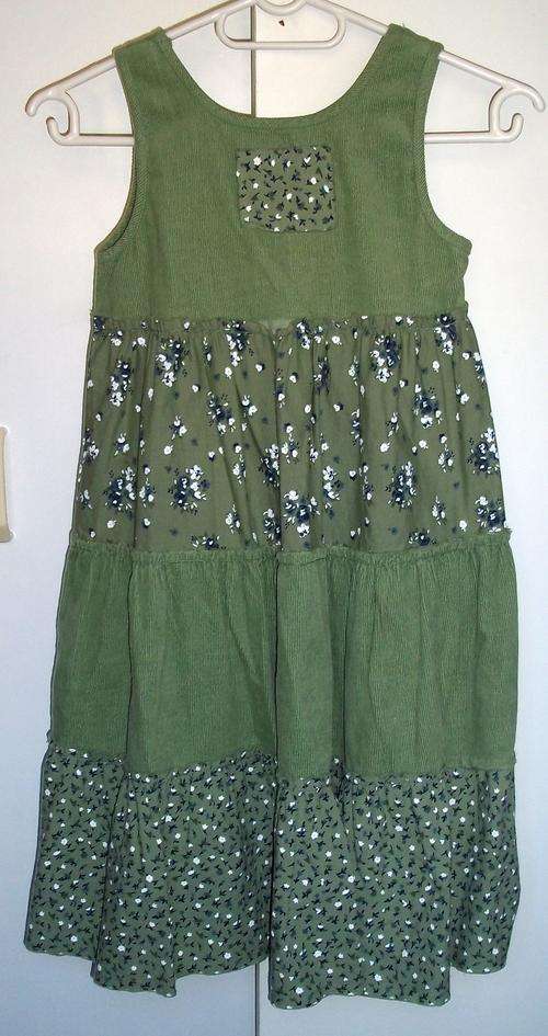 Pretty Green Floral and Corduroy Dress by WOOLWORTHS - Age 6/7 Years