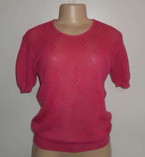 Dark Salmon Pink Vintage Knitted Top - Size 32/34