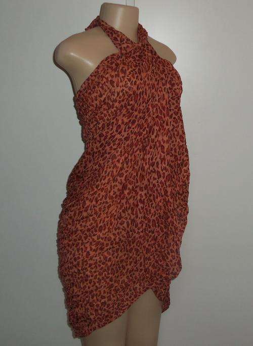 Large Leopard Print Beach Wrap / Sarong / Scarf in Dark Peach & Brown ** BRAND NEW **