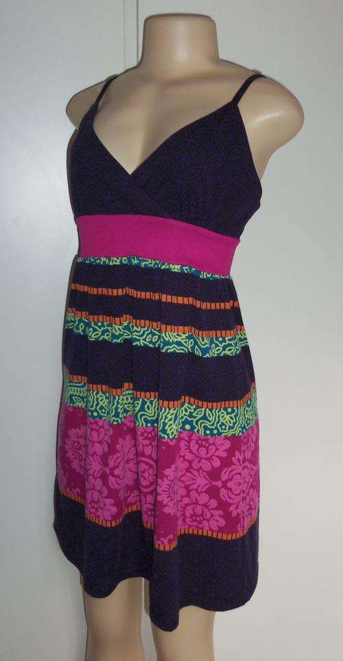 Purple and Pink Colourful Striped Summer Dress by ALWAYS 21 - Size 32