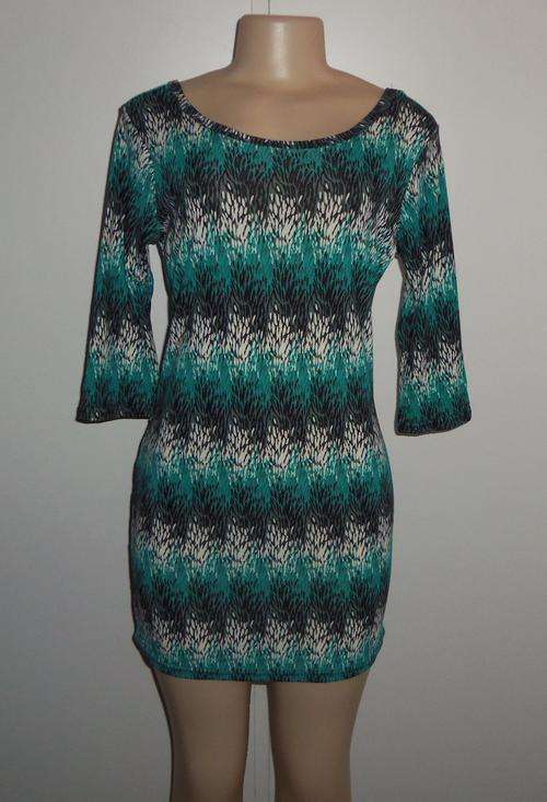 Turquoise & Grey Mini Dress / Longer Length Top - Size MEDIUM *** BRAND NEW ***