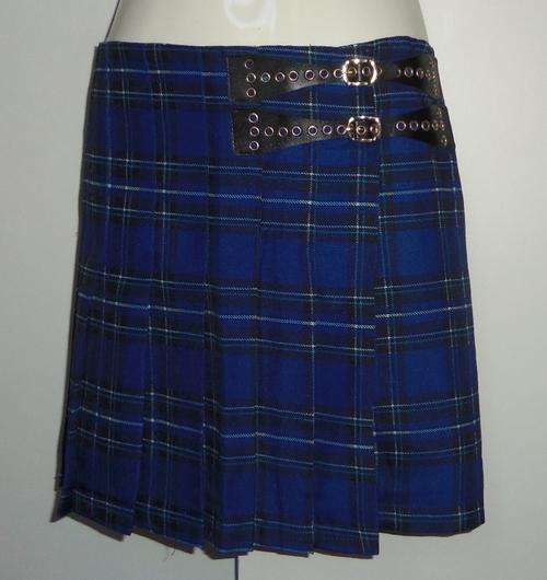 'Naughty School Girl' Tartan Mini Skirt in Blue - Size 36 (88cm Waist) *** BRAND NEW ***