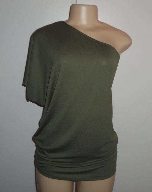 Gorgeous Khaki One-Shoulder Top by DEREK HEART - Size LARGE *** BRAND NEW ***
