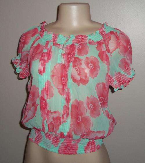 Beautiful Pale Mint & Peach Floral Top by PAPAYA - Size 10 ** BRAND NEW **