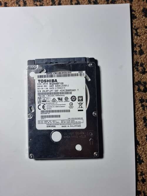 1TB TOSHIBA 2.5" HARD DRIVE.