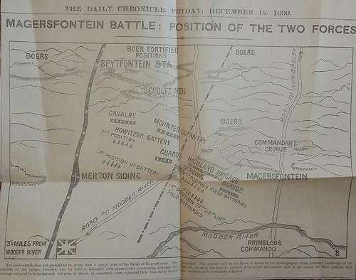 Boer War: ORIGINAL Daily Cronicle 15 Dec 1899: Magersfontein Battle Map