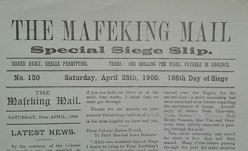 Boer War: ORIGINAL Mafikeng Mail Siege Slip #130 printed 1900