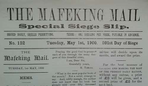 Boer War: ORIGINAL Mafikeng Mail Siege Slip #132 printed 1900