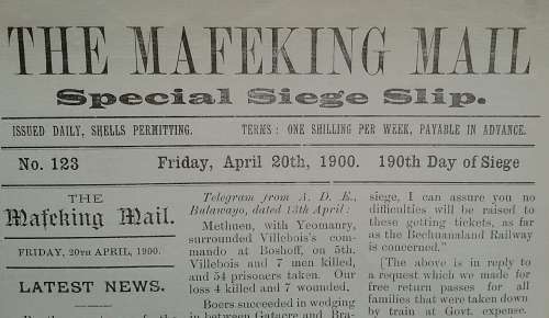 Boer War: ORIGINAL Mafikeng Mail Siege Slip #123 printed 1900