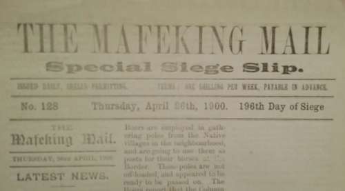 Boer War: ORIGINAL Mafikeng Mail Siege Slip #128 printed 1900
