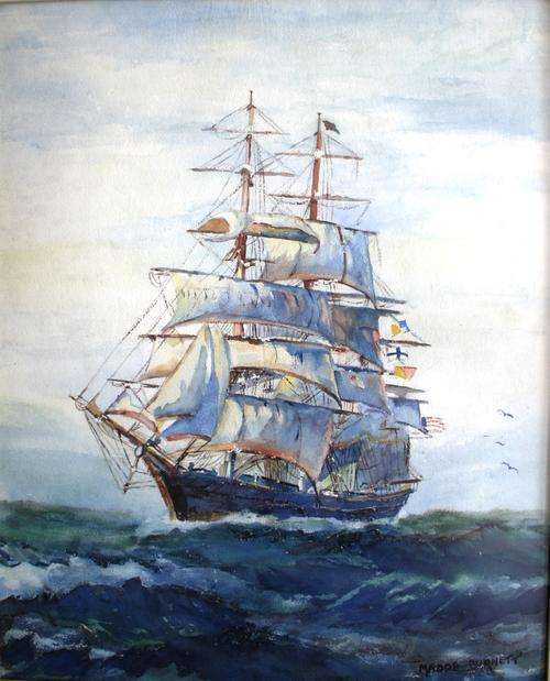 Madge Burnett - Brig on the open ocean