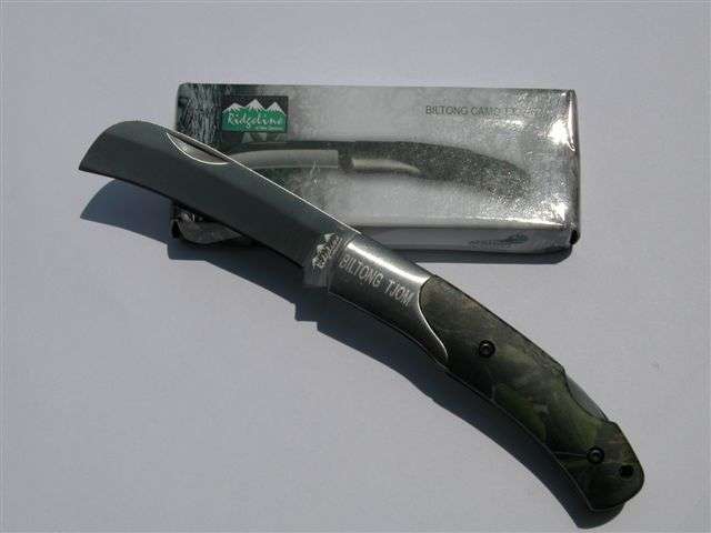 2 X Ridgeline of New Zealand Camo Biltong Tjom. Biltong Knife. R299.00 BID PER KNIFE
