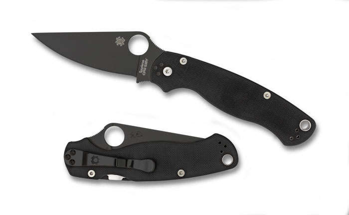 SPYDERCO Para Military 2 Plain Edge Black Blade G10 Handles
