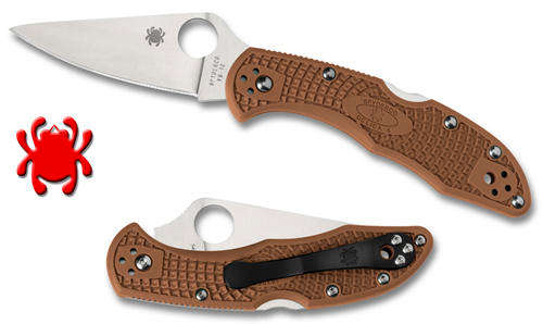 SPYDERCO DELICA 4 FLAT GROUND BROWN FRN
