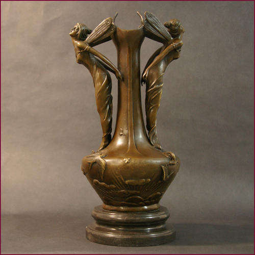 FRENCH ART NOUVEAU 1900 BRONZE VASE