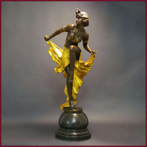 BEUTIFUL ART NOUVEAU 1900 GILT BRONZE SCULPTURE Signed BY A.Gory.