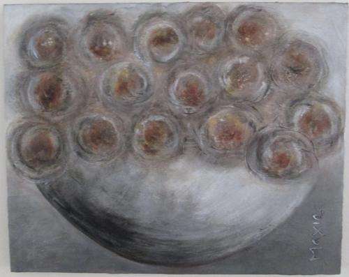 POT OF FLOWERS by MAXIE LESSING - ACRYLIC ON CANVAS BOARD - READY TO HANG