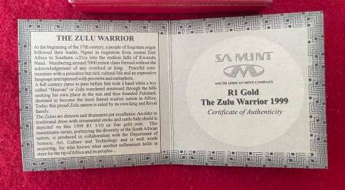 SA Munt Cultural Series 1/10 oz - 1999 The Zulu Warrior