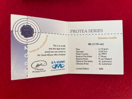 SA Munt Protea Series 1/10oz - 2008 Gandhi
