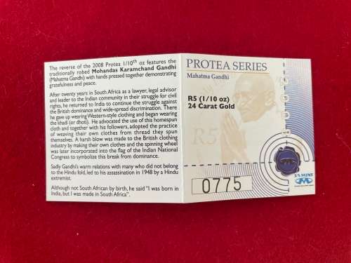 SA Munt Protea Series 1/10oz - 2008 Gandhi