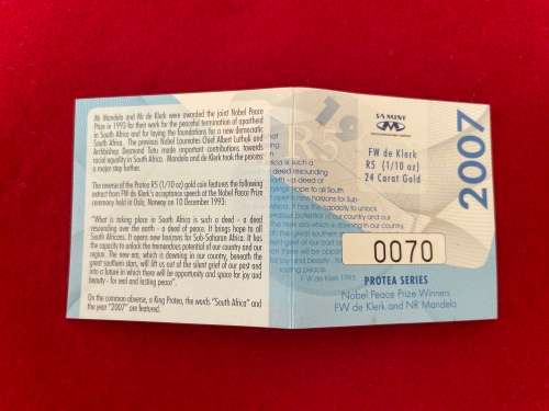 SA Munt Protea Series 1/10 oz - 2007 FW de Klerk