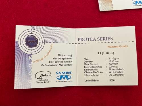 R5 Gold 1/10oz Proof `Mahatma Ghandi`