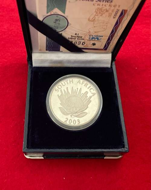 R1 Silver Proof `Cricket` Protea 2003