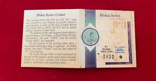 R1 Silver Proof `Cricket` Protea 2003
