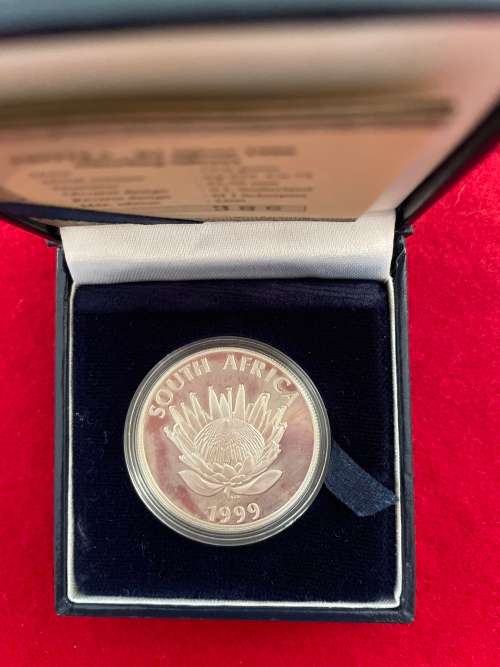R1 Silver Proof `Mining` Protea 1999