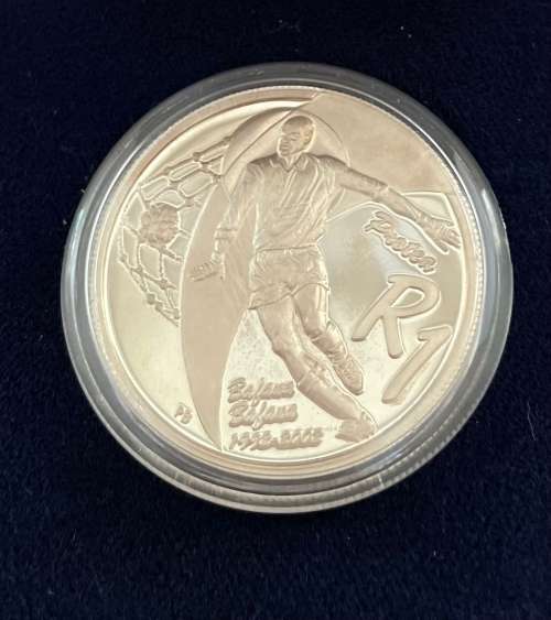 R1 Silver Proof `Soccer` Protea 2002