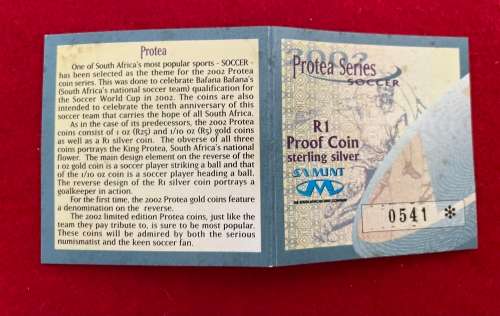 R1 Silver Proof `Soccer` Protea 2002