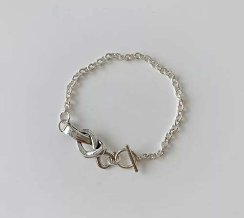 925 Silver Bow Knot  and Art Lady Bracelet Set