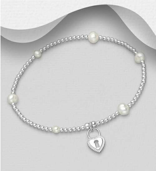 Sterling Silver Heart Lock Bracelet
