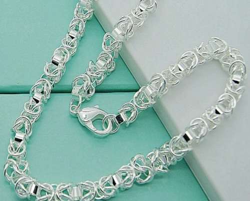 925 Silver Bulky Circle Necklace and Bracelet Set