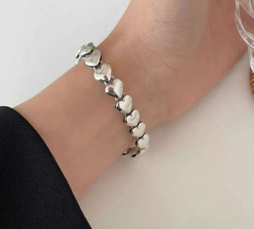 925 Silver Interlocking Hearts Bracelet