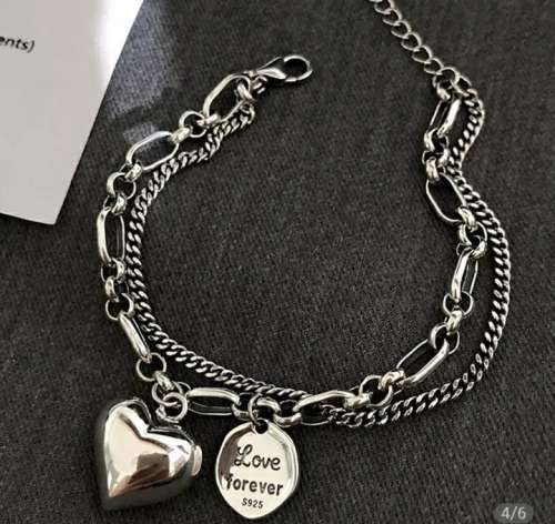 925 Silver Love Forever and Heart Bracelet