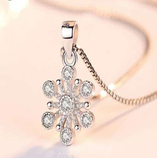 925 Silver Crystal Ice Flower Necklace