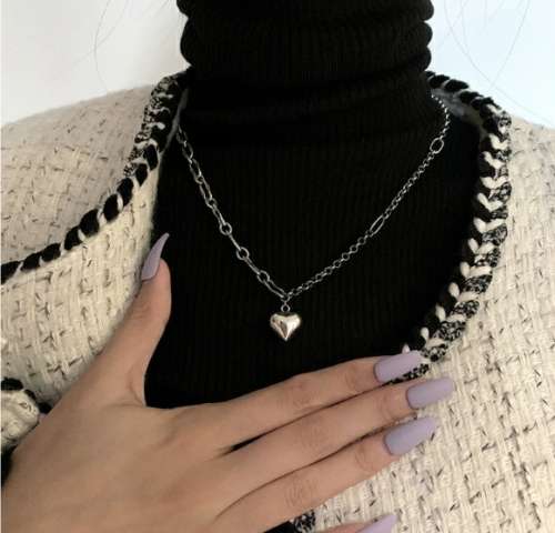 925 Silver Solid Love Heart Necklace