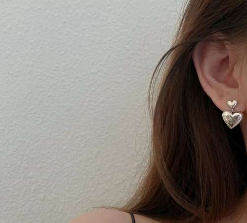 925 Silver Hollow Heart Earrings