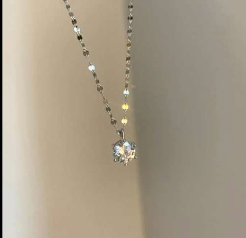 925 Silver Single Cubic Zirconia Necklace