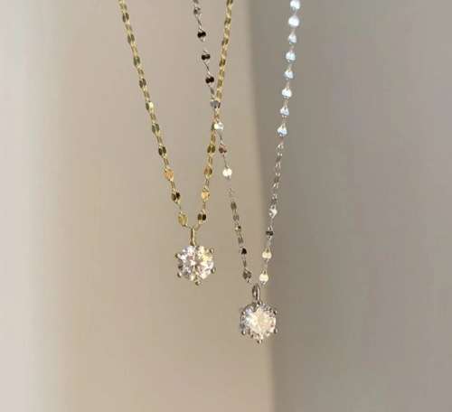 925 Silver Single Cubic Zirconia Necklace