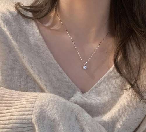 925 Silver Single Cubic Zirconia Necklace
