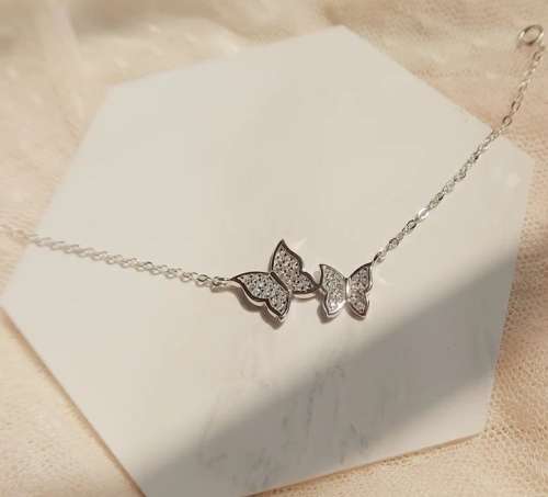 925 Silver Encrusted Micron Zirconia Butterflies Bracelet