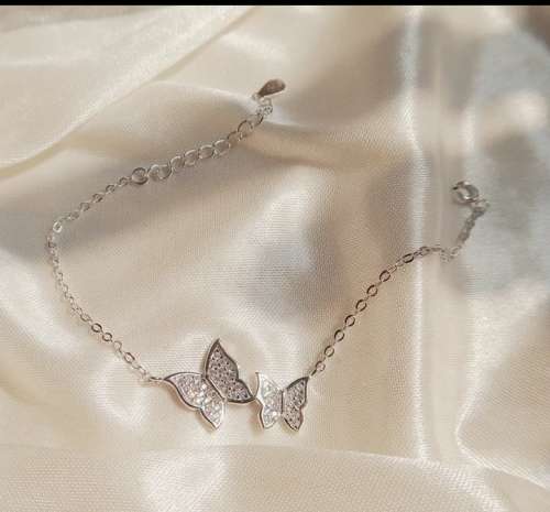 925 Silver Encrusted Micron Zirconia Butterflies Bracelet