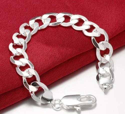 925 Silver 12mm Figaro Bracelet for Men