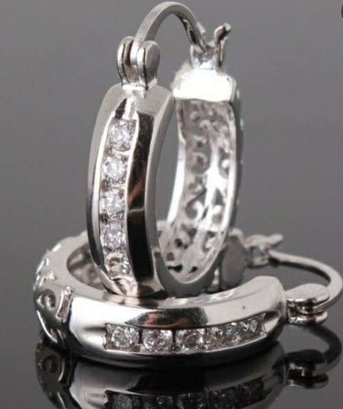 925 Silver Cubic Zirconia Hoop Earrings