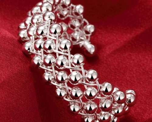 925 Silver Open Cuff Bean Bangle